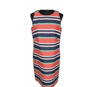 Brooks Brothers Striped Sheath Dress Red Green Navy Sleeveless Size 2